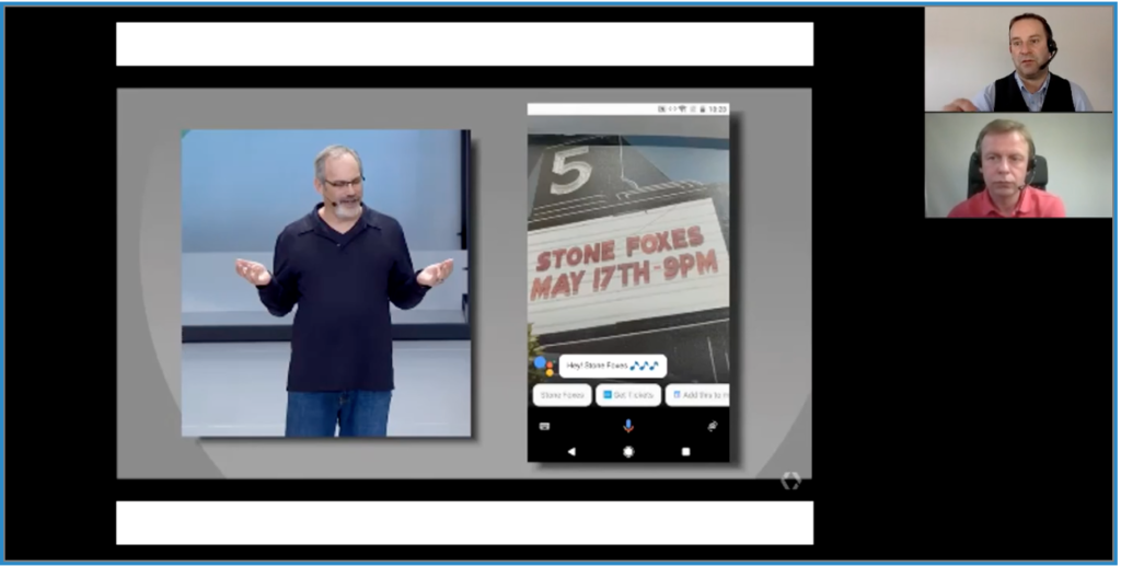 Photo of Pascal Fintoni and Leon Howe talking about Google Assistant and its applications - Google IO 2017