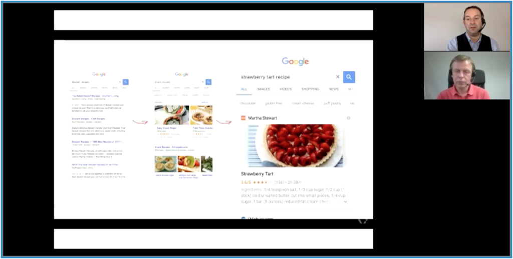Photo of Pascal Fintoni and Leon Howe talking about Google Search and the rise of visual search results with rich snippets and data mark up